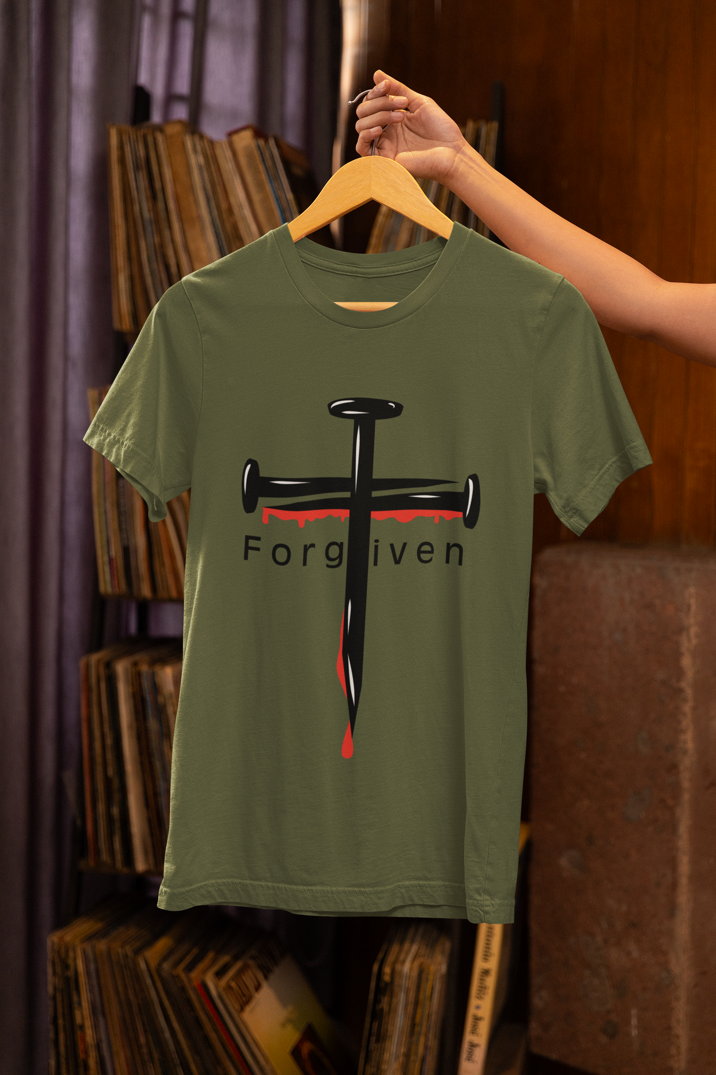 Unisex T-Shirt - Nails from the Cross FORGIVEN Design - Confort Colors T-Shirt