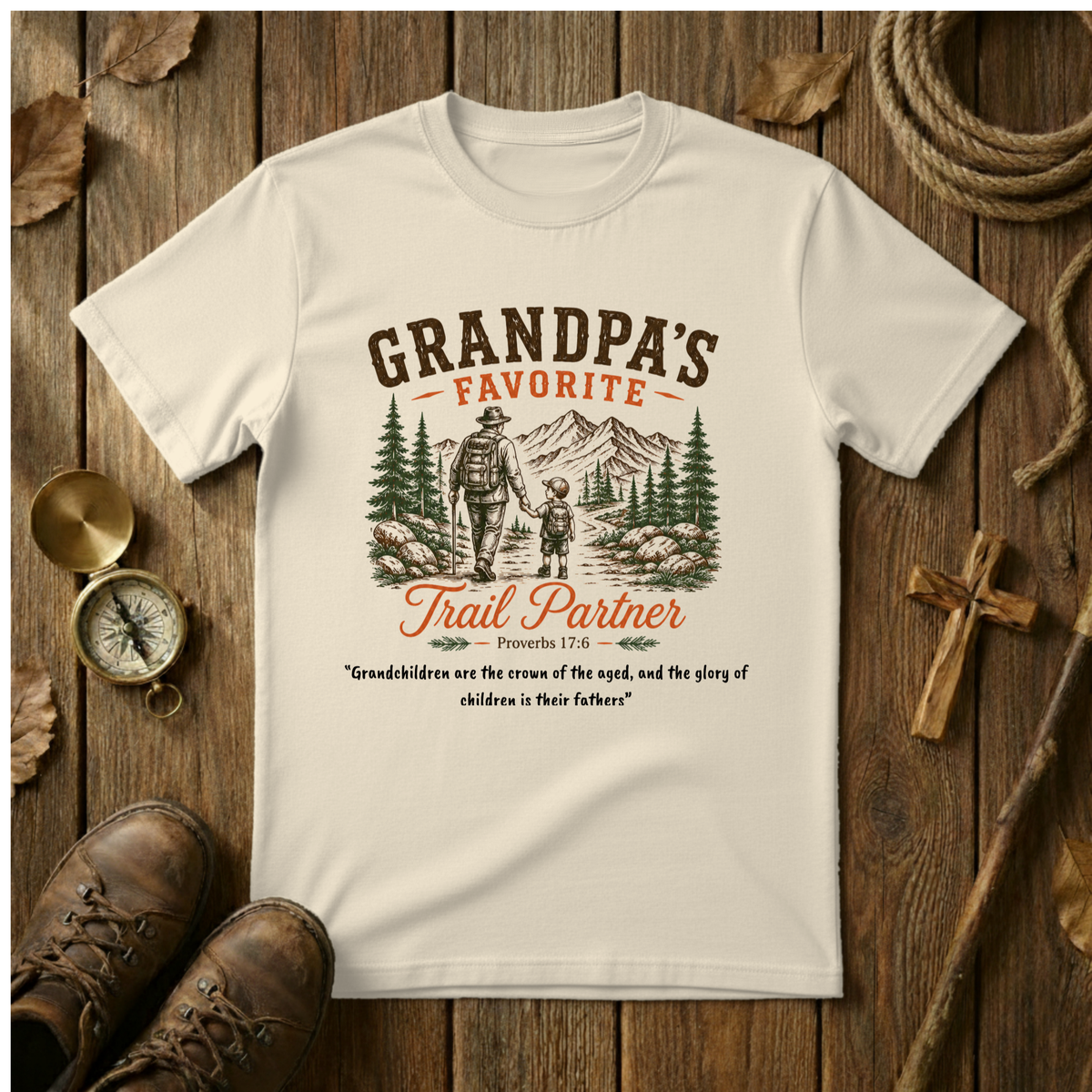 Grandpa's Favorite Trail Partner Tee Shirt | Hiking Gift for Grandpa