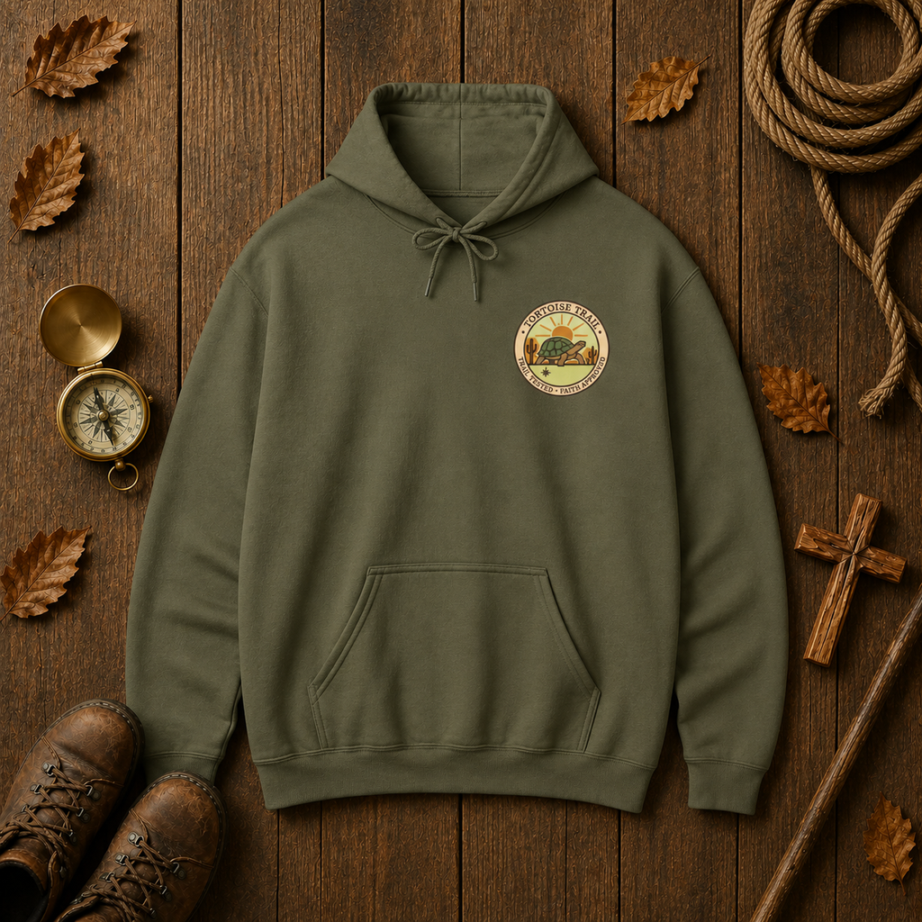Trail Tested Hoodie — 'Trail Tested Faith Approved' Mountain Adventure Sweatshirt