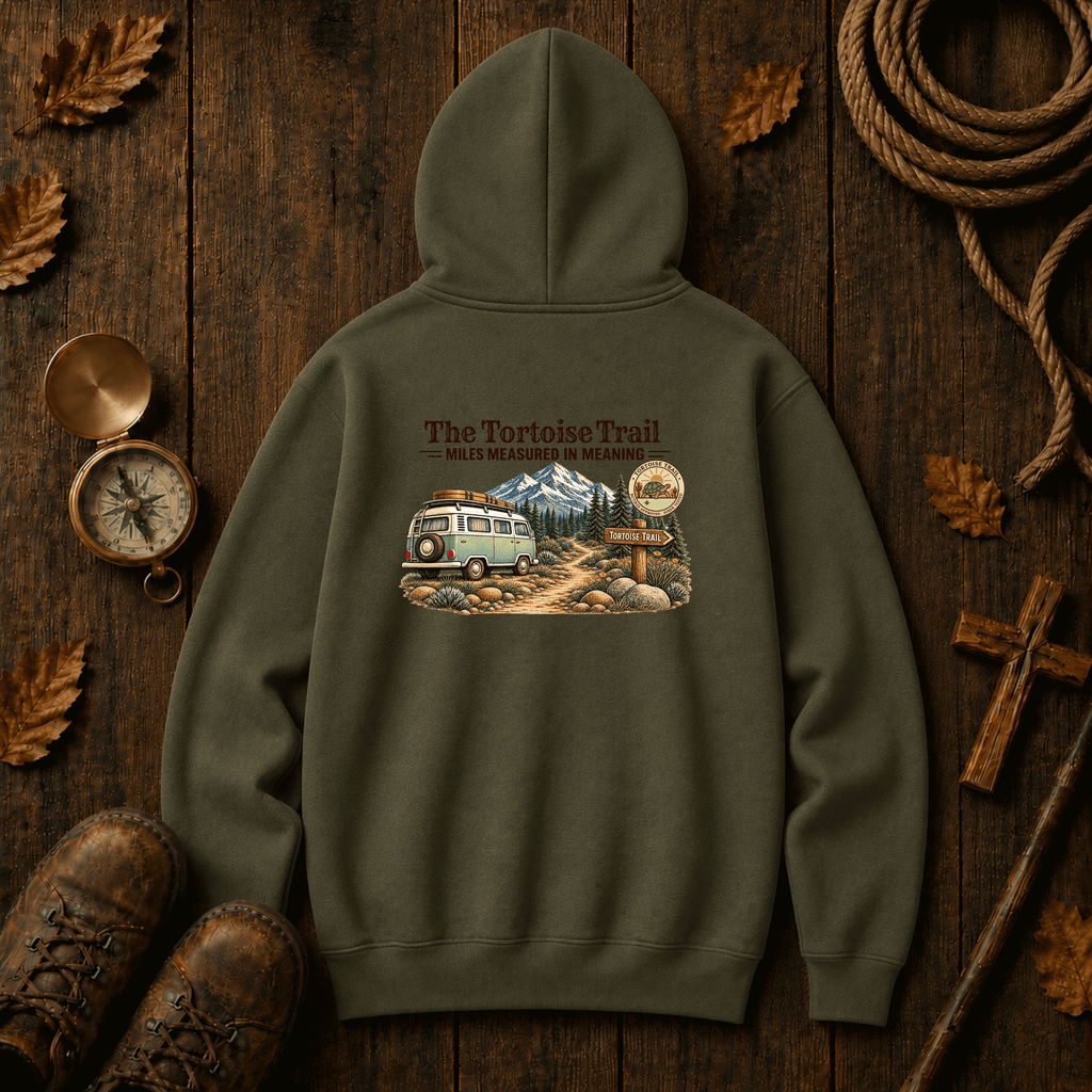 Adventure Hoodie – "The Tortoise Trail: Miles Measured in Memories" Graphic Hoodie