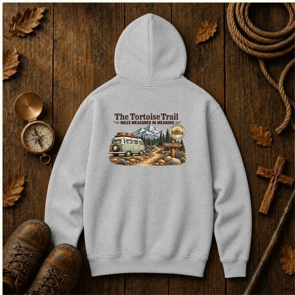 Adventure Hoodie – "The Tortoise Trail: Miles Measured in Memories" Graphic Hoodie