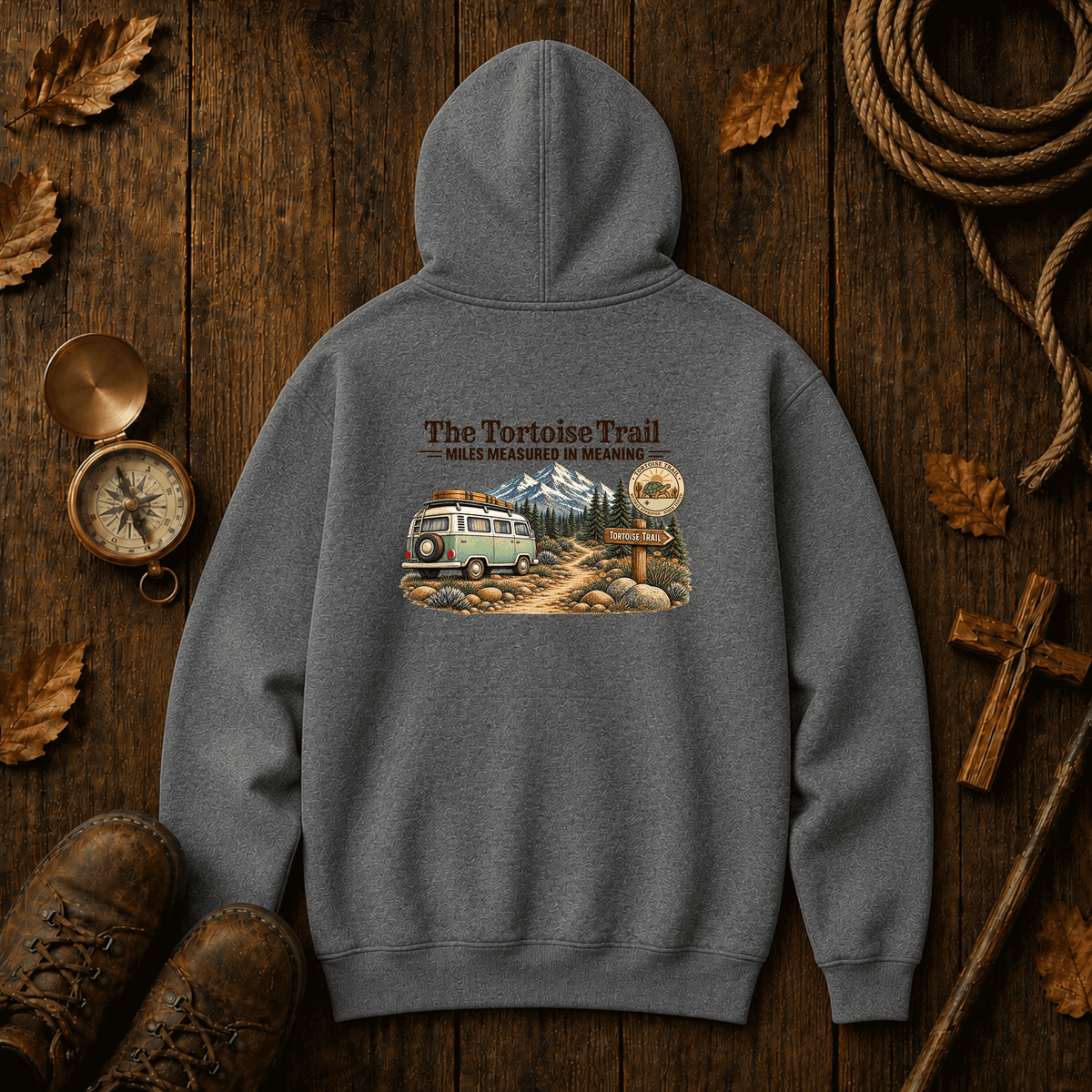 Adventure Hoodie – "The Tortoise Trail: Miles Measured in Memories" Graphic Hoodie