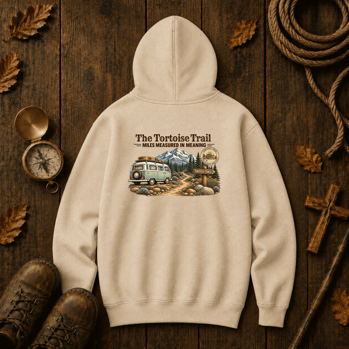 Adventure Hoodie – "The Tortoise Trail: Miles Measured in Memories" Graphic Hoodie