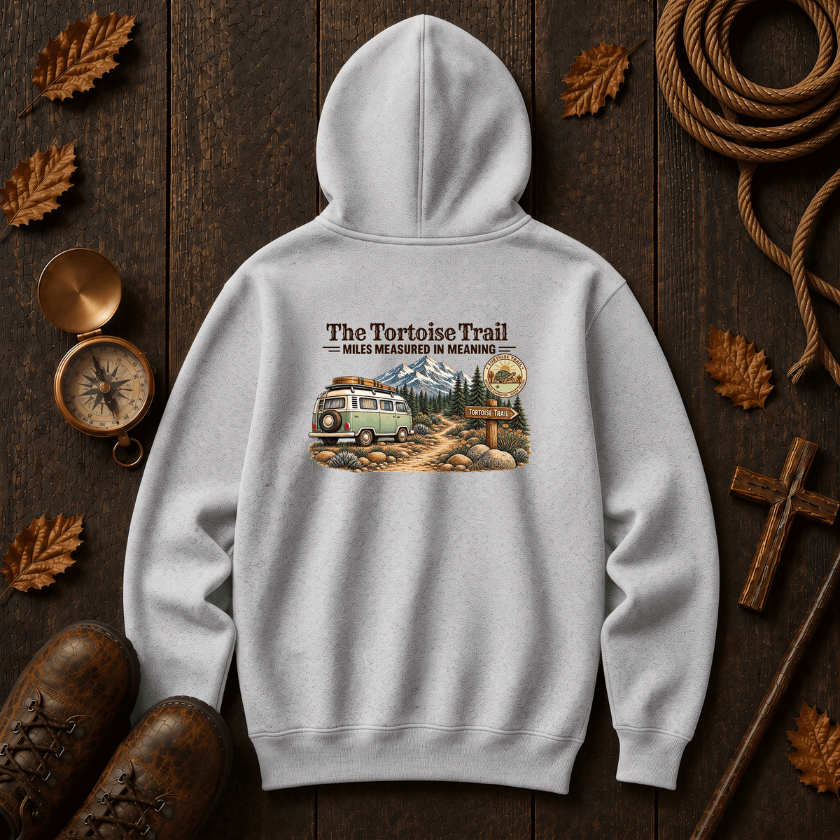 Adventure Hoodie – "The Tortoise Trail: Miles Measured in Memories" Graphic Hoodie