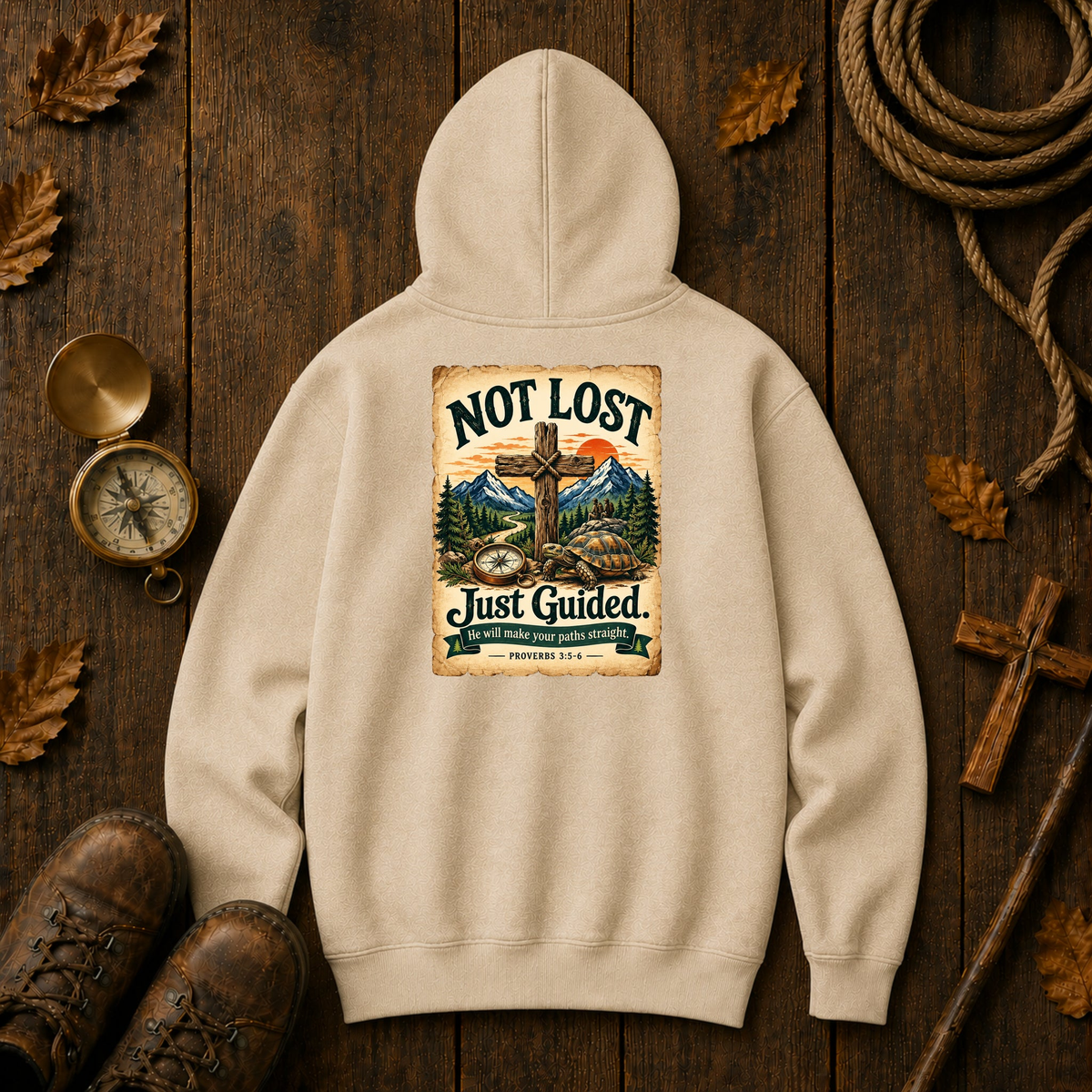 Not Lost, Just Guided Hoodie – Proverbs 3:5-6 Christian Sweatshirt, Unisex