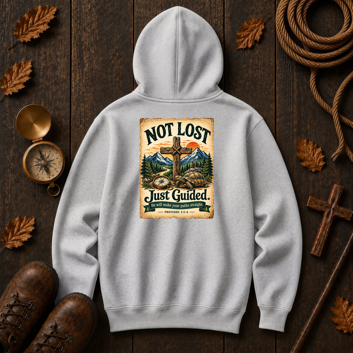 Not Lost, Just Guided Hoodie – Proverbs 3:5-6 Christian Sweatshirt, Unisex