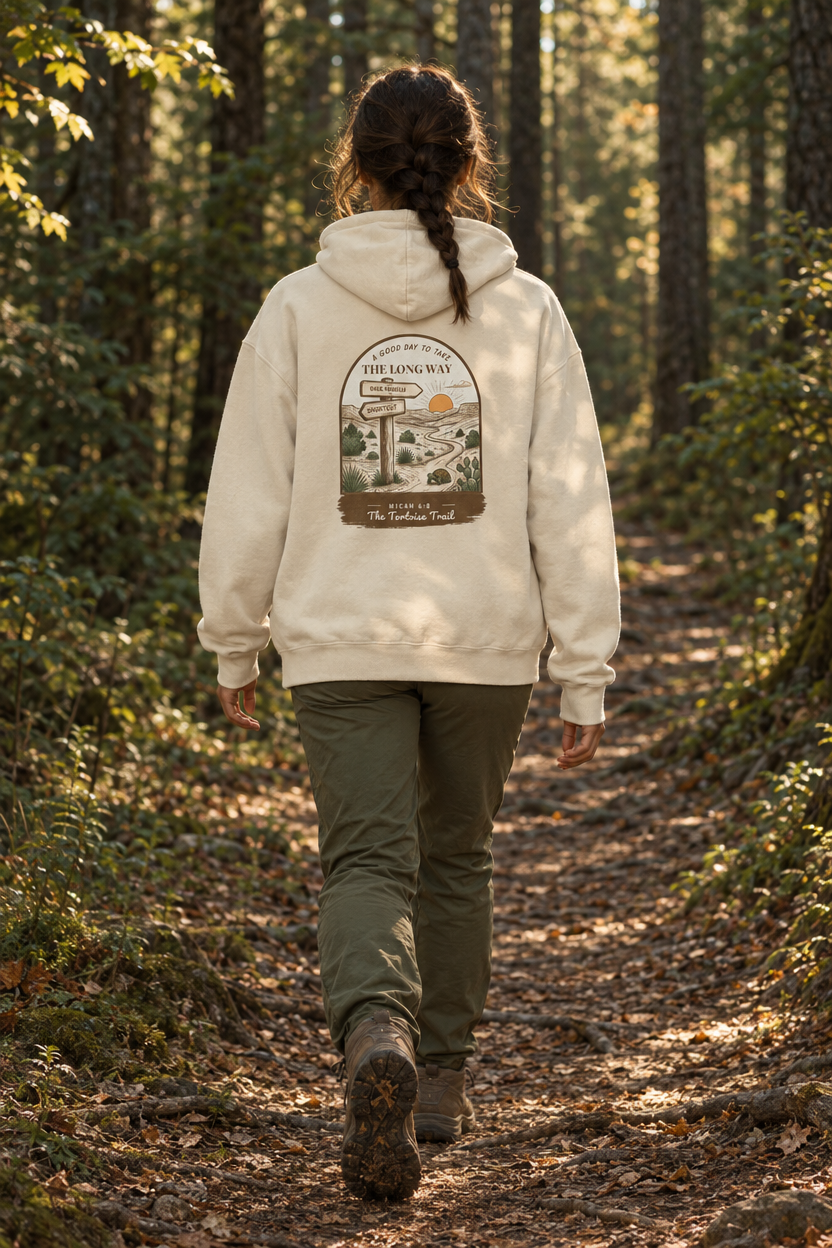 The Long Way Hoodie – Micah 6:8 Christian Hiking Sweatshirt, Unisex
