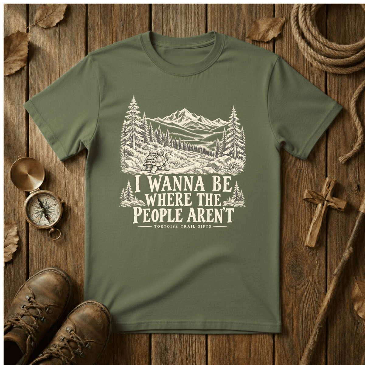 I Wanna Be Where the People Aren’t Hiking Shirt | Funny Introvert Tortoise Tee