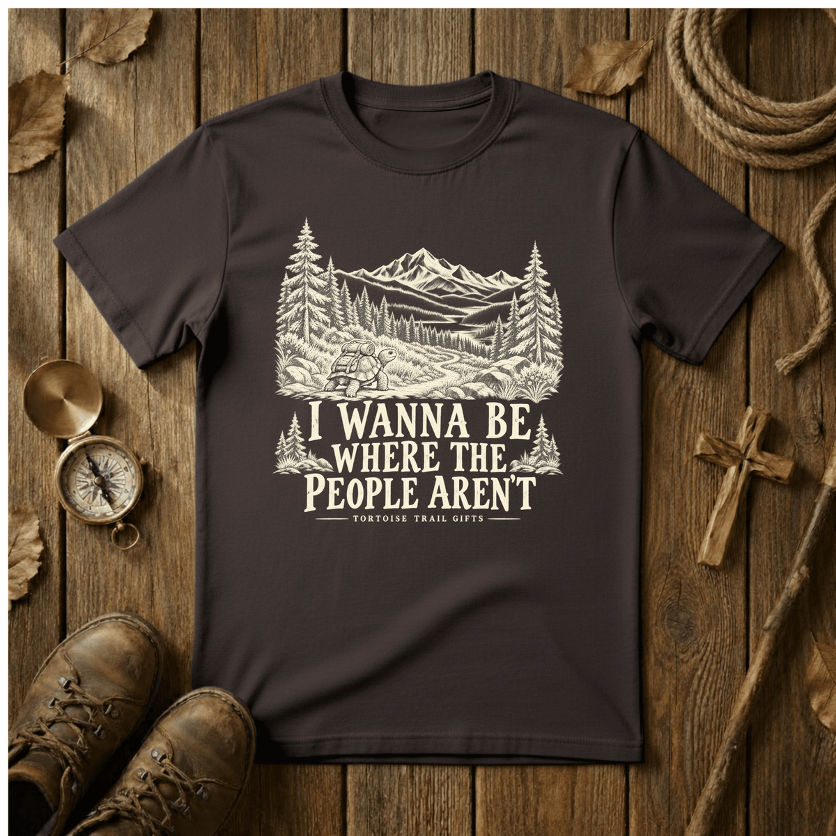 I Wanna Be Where the People Aren’t Hiking Shirt | Funny Introvert Tortoise Tee