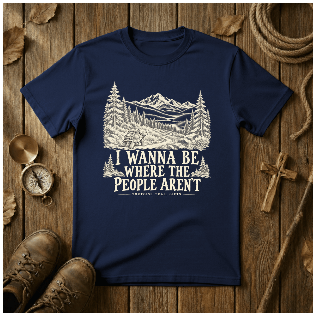 I Wanna Be Where the People Aren’t Hiking Shirt | Funny Introvert Tortoise Tee