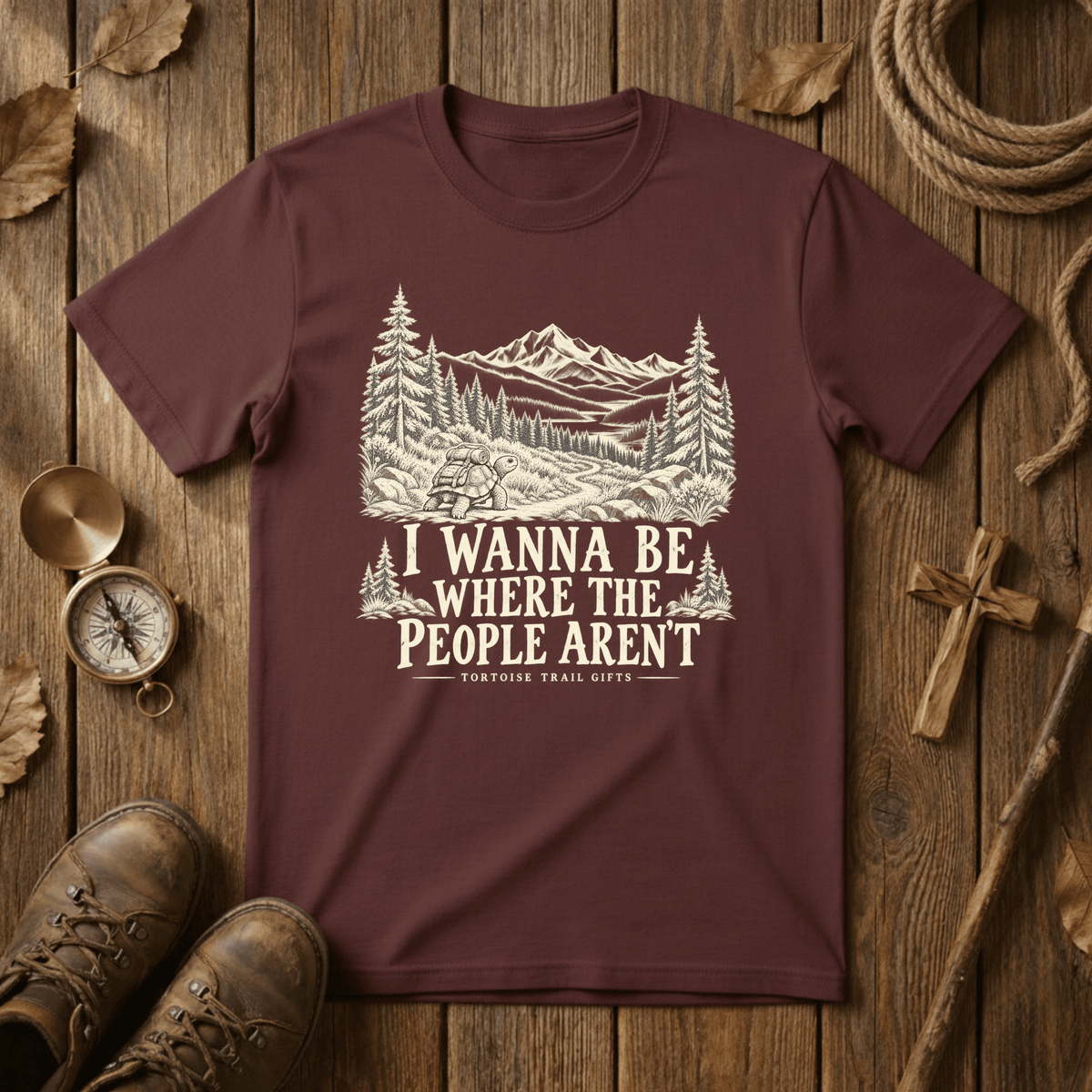 I Wanna Be Where the People Aren’t Hiking Shirt | Funny Introvert Tortoise Tee