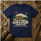 Slow & Steady Hiking Club T-Shirt | Funny Tortoise Hiking Tee for Retirees