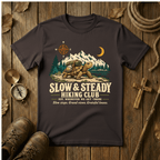 Slow & Steady Hiking Club T-Shirt | Funny Tortoise Hiking Tee for Retirees
