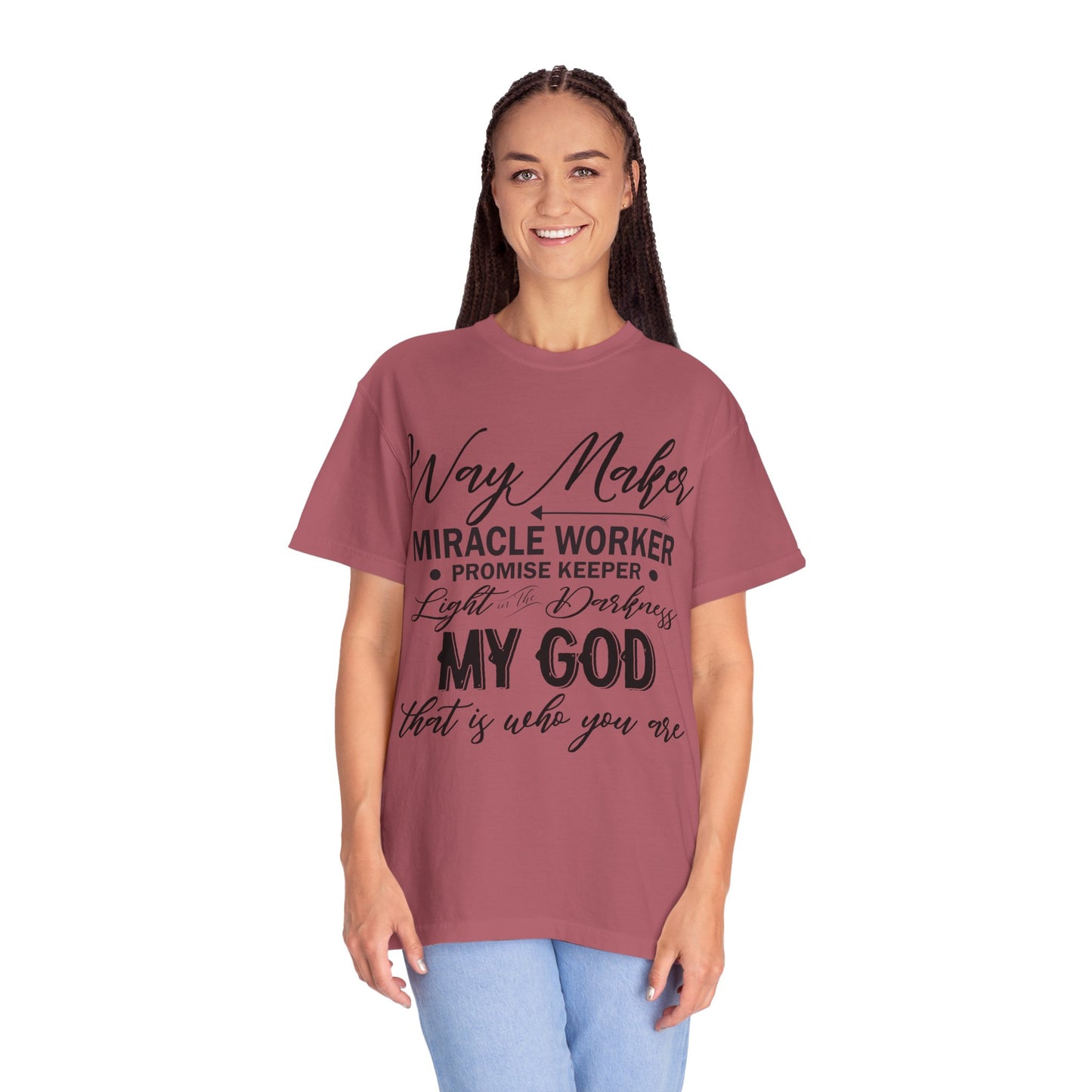 Inspirational Unisex Garment-Dyed T-Shirt - 'Way Maker, Miracle Worker'