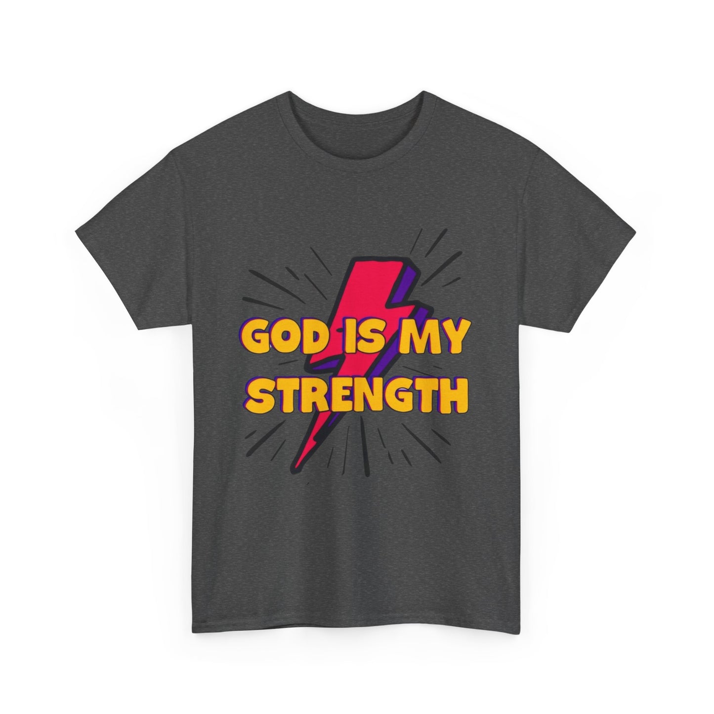Inspirational Unisex Heavy Cotton Tee - "God is My Strength"