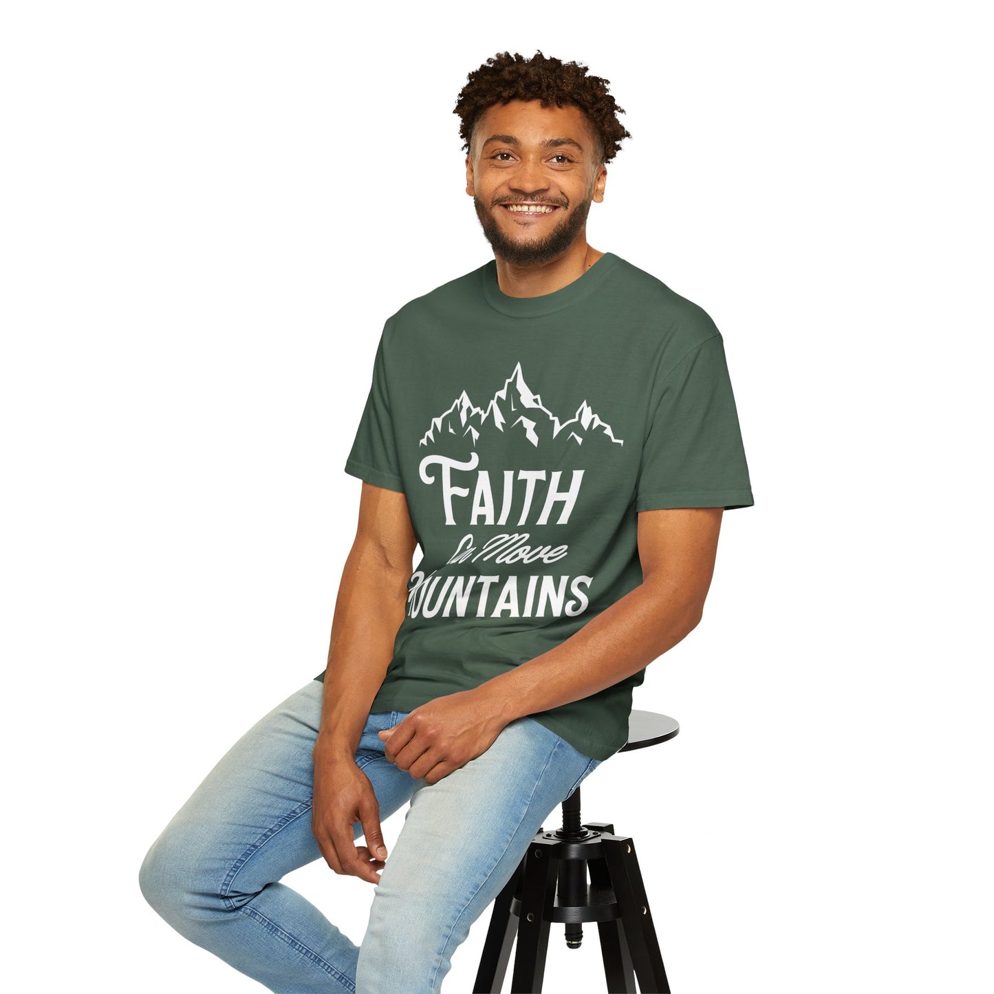 Faith Can Move Mountains Unisex Garment-Dyed T-Shirt - Inspirational Casual Tee