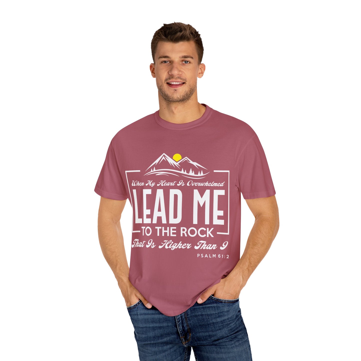 Comfort Colors T-Shirt: 'Lead Me to the Rock' Psalm 61:2 Inspirational Tee
