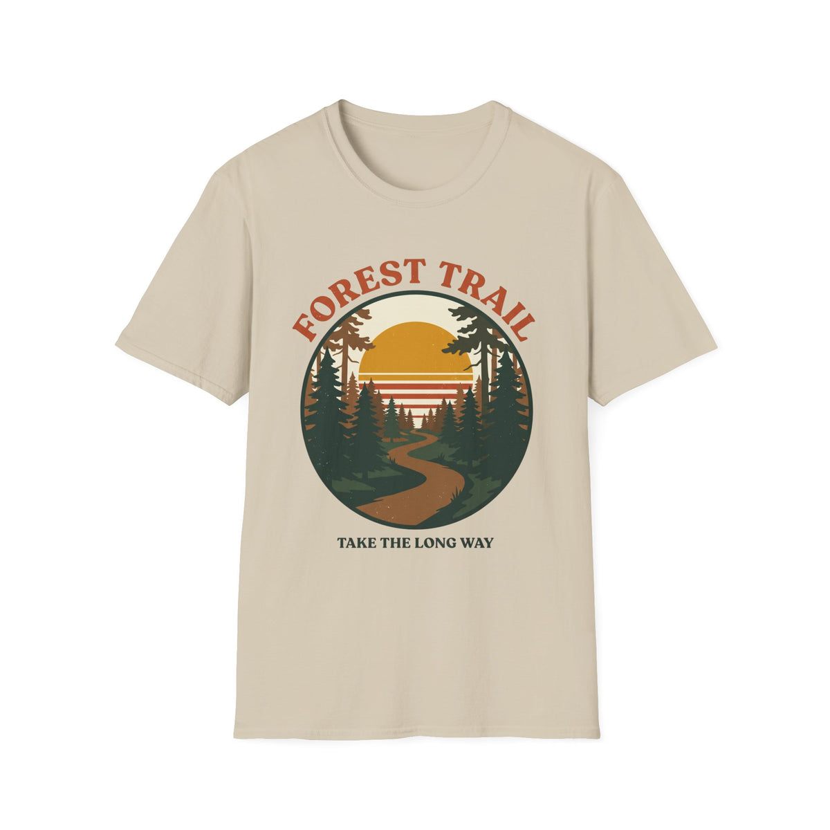 Retro Forest Trail T-Shirt – Vintage 70s Sunset Hiking Tee, Unisex