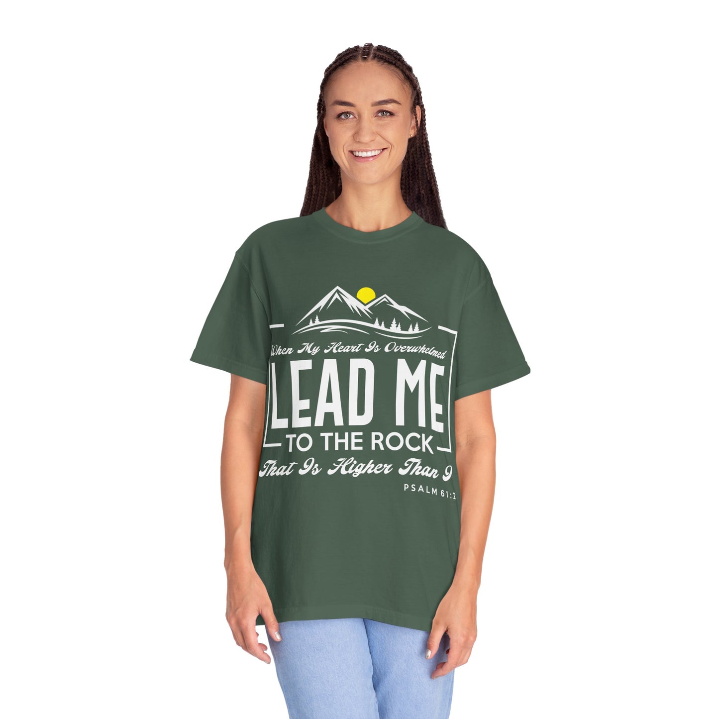 Comfort Colors T-Shirt: 'Lead Me to the Rock' Psalm 61:2 Inspirational Tee