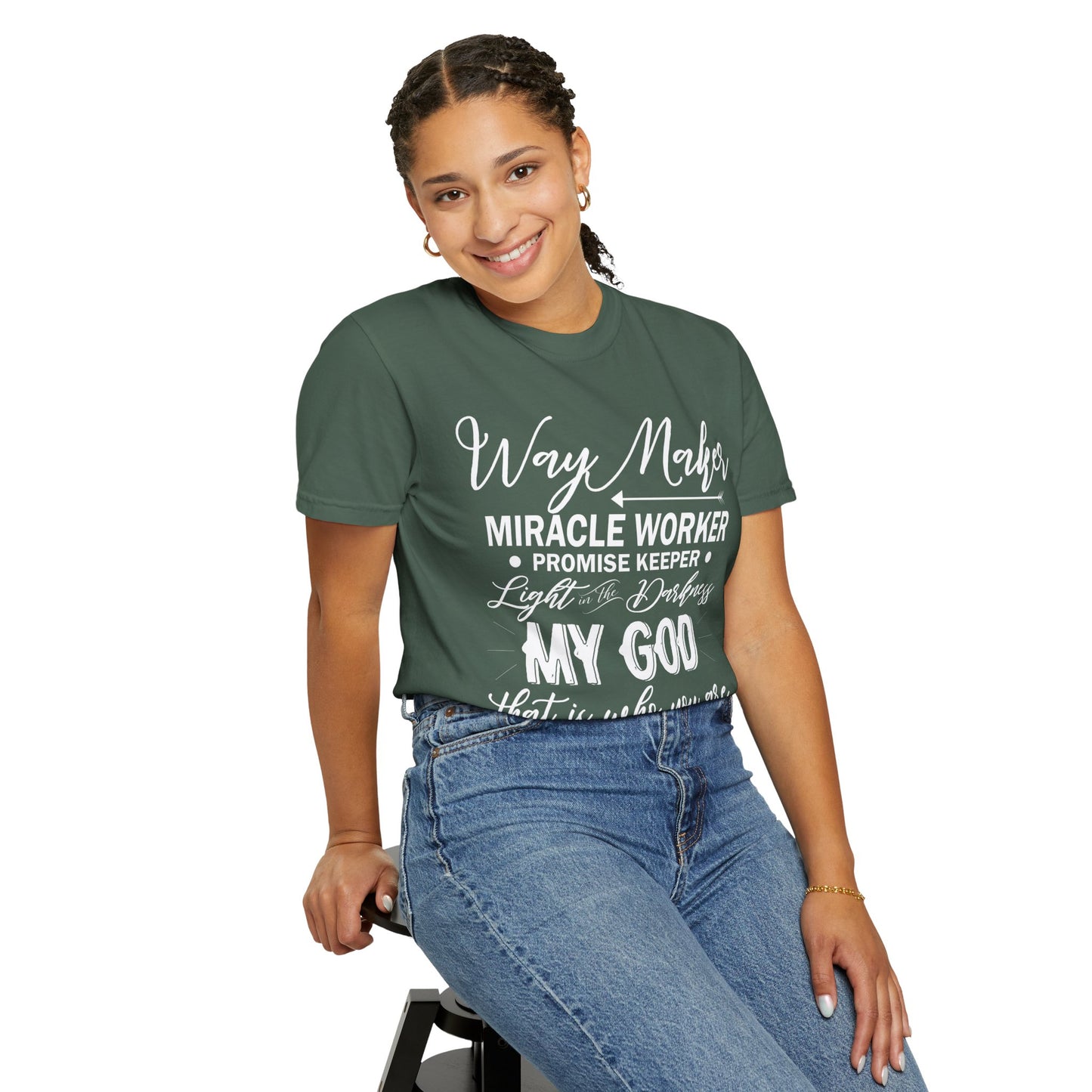 Inspirational Unisex Garment-Dyed T-Shirt - 'Way Maker, Miracle Worker'