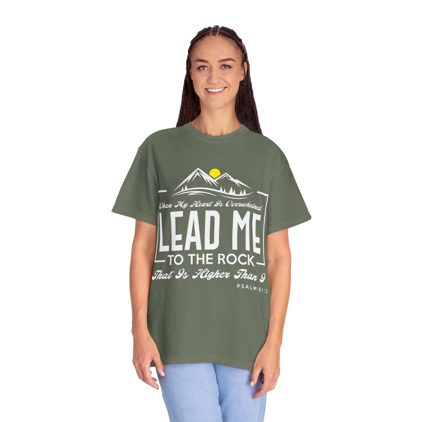 Comfort Colors T-Shirt: 'Lead Me to the Rock' Psalm 61:2 Inspirational Tee