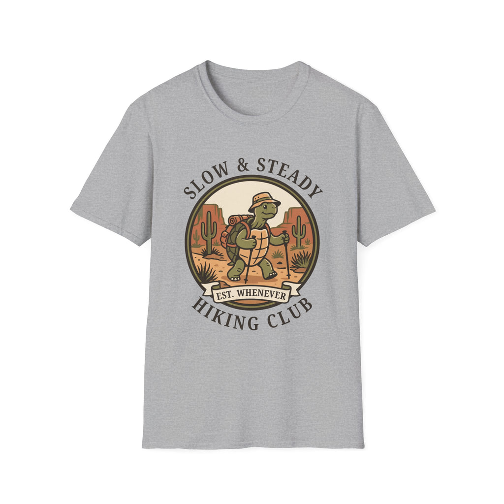 Slow & Steady Hiking Club T-Shirt – Funny Tortoise Hiking Tee, Unisex