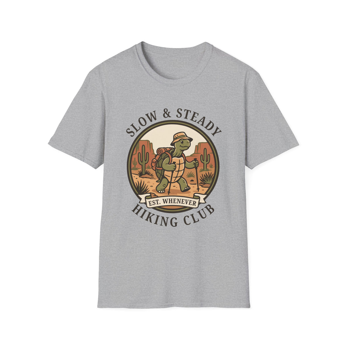 Slow & Steady Hiking Club T-Shirt – Funny Tortoise Hiking Tee, Unisex