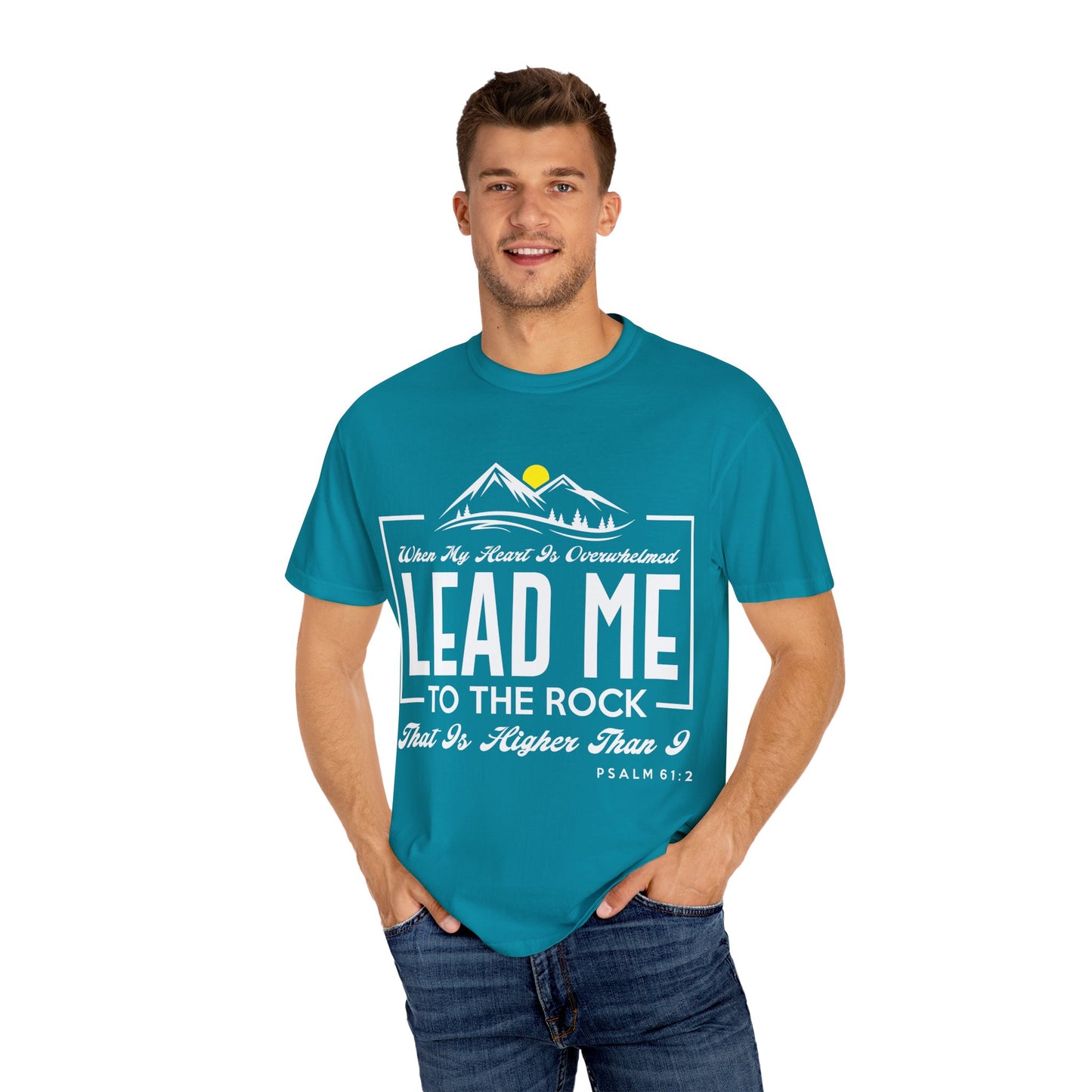 Comfort Colors T-Shirt: 'Lead Me to the Rock' Psalm 61:2 Inspirational Tee