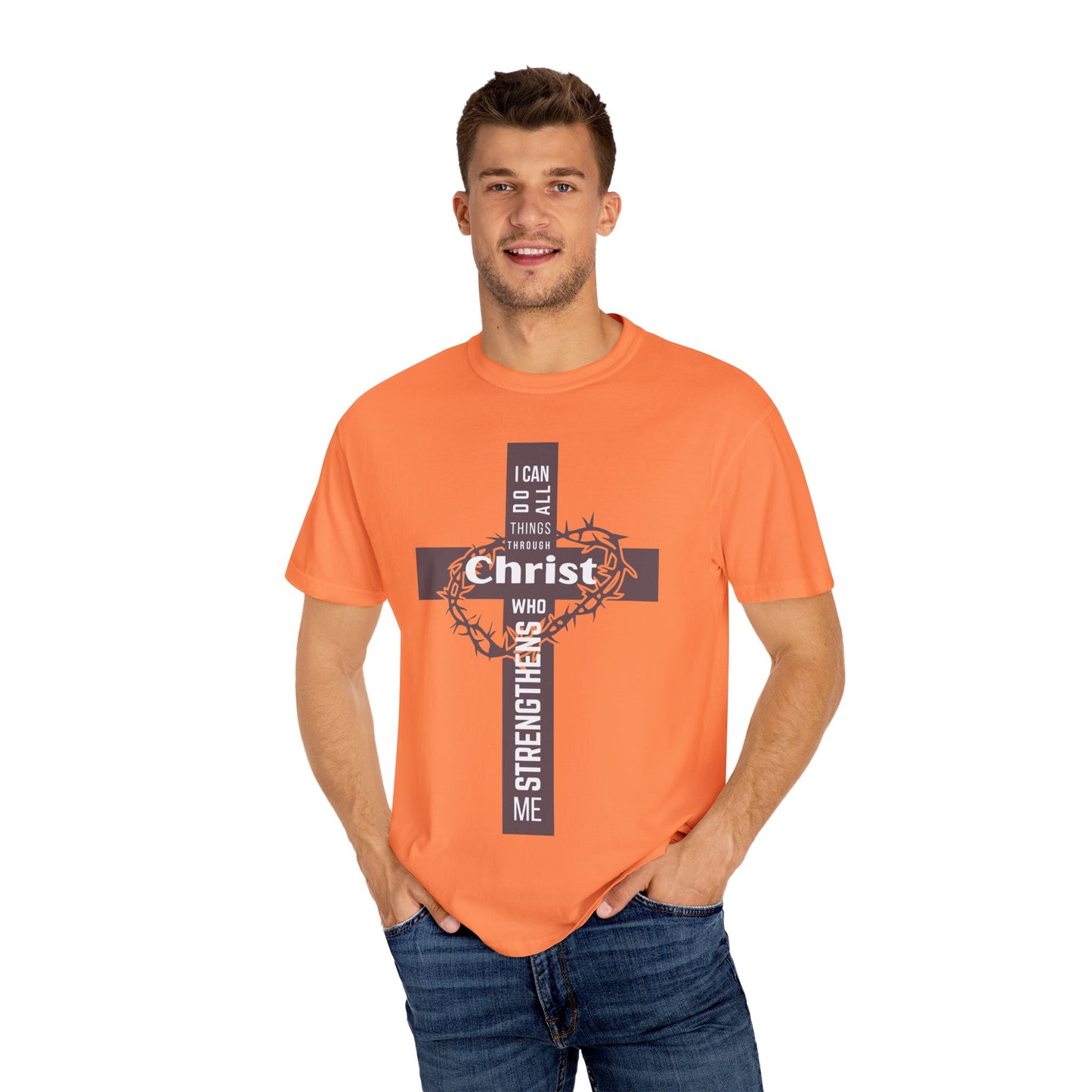 Inspirational Christian T-Shirt - Strength in Christ Design "I Can Do All Things Through Christ"