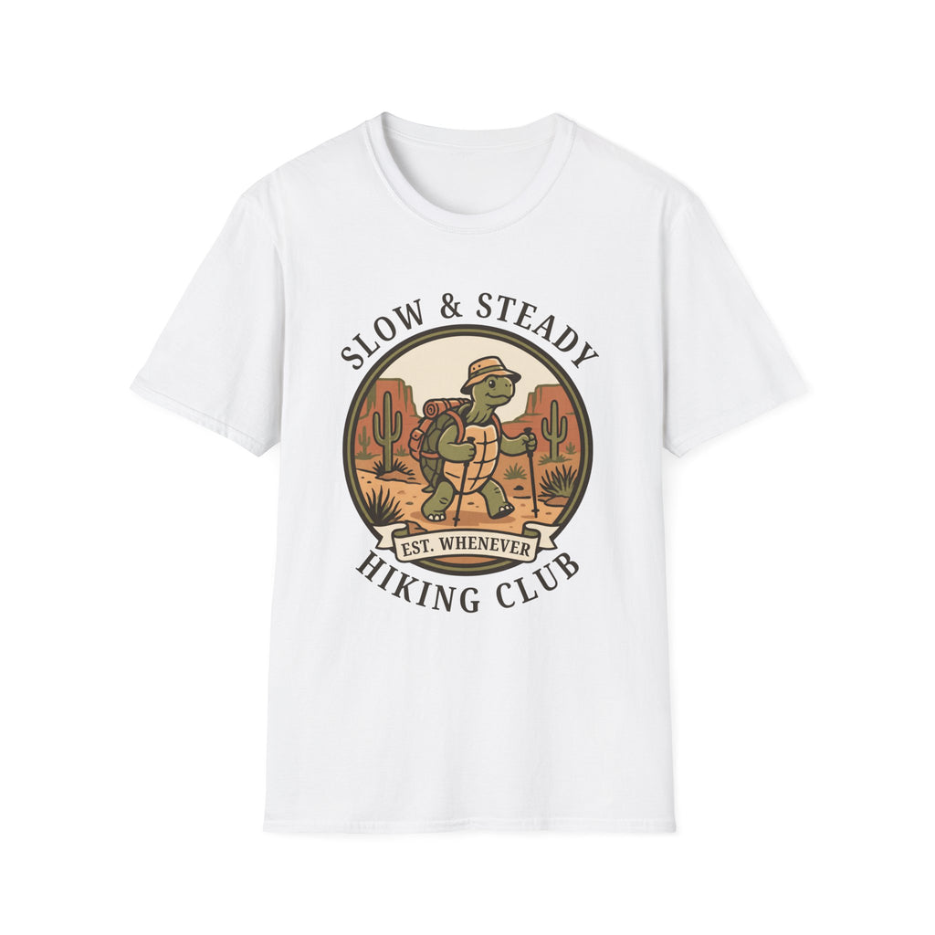 Slow & Steady Hiking Club T-Shirt – Funny Tortoise Hiking Tee, Unisex