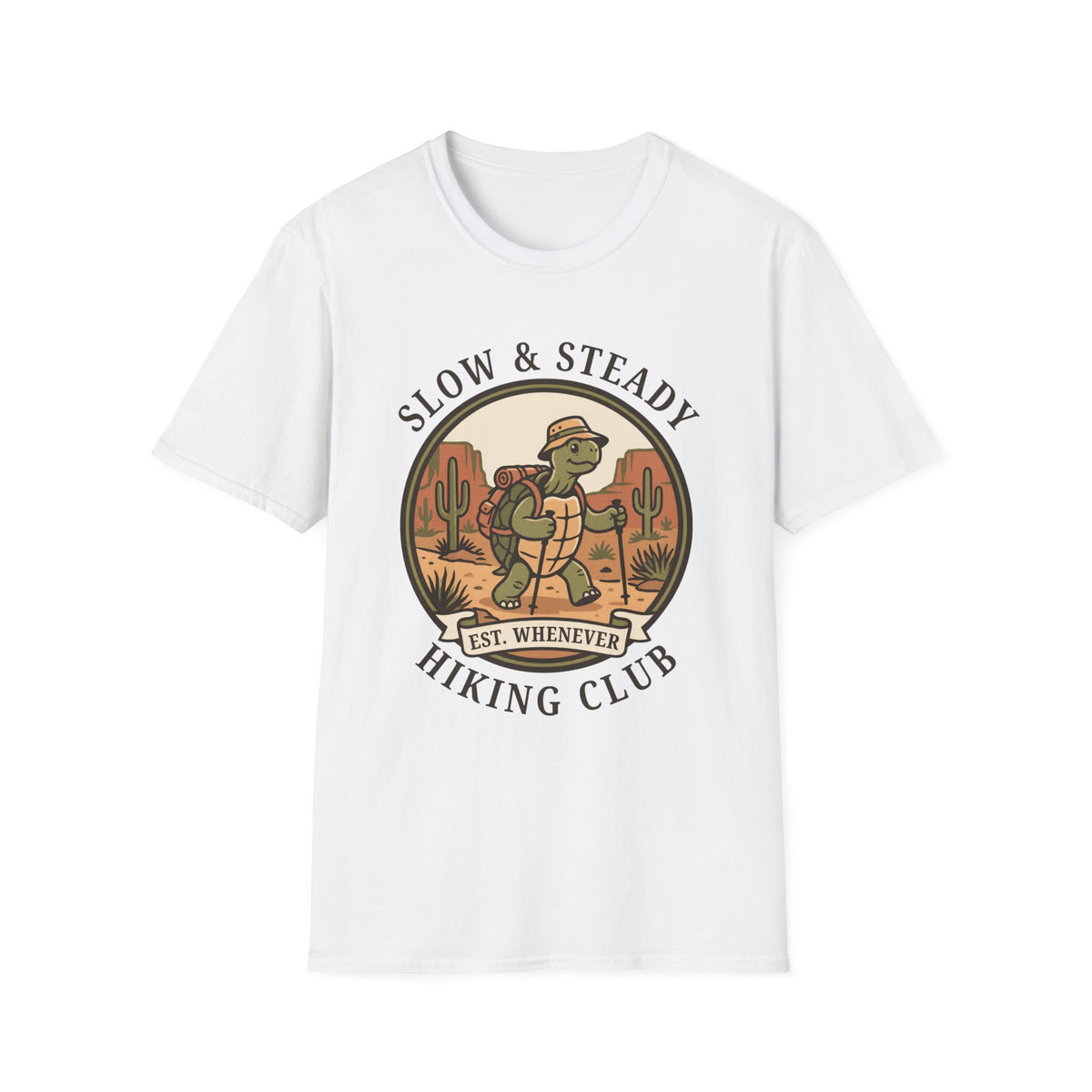 Slow & Steady Hiking Club T-Shirt – Funny Tortoise Hiking Tee, Unisex