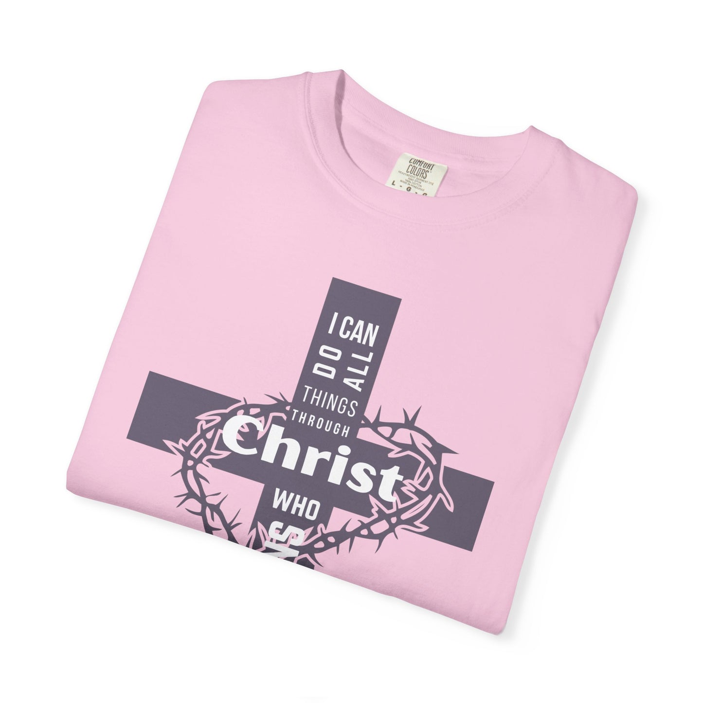 Inspirational Christian T-Shirt - Strength in Christ Design "I Can Do All Things Through Christ"