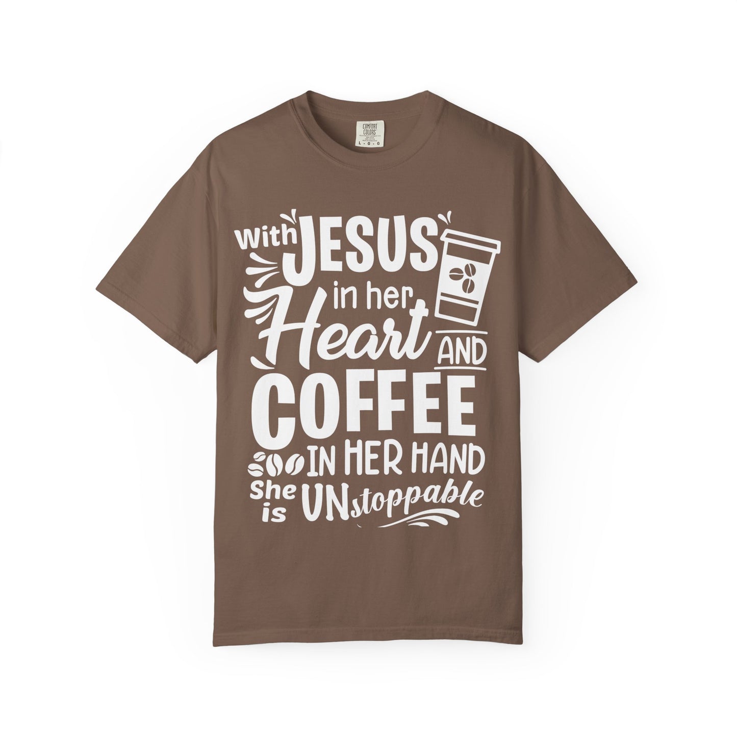 Christian Graphic T-Shirt - Unstoppable Jesus and Coffee Tee
