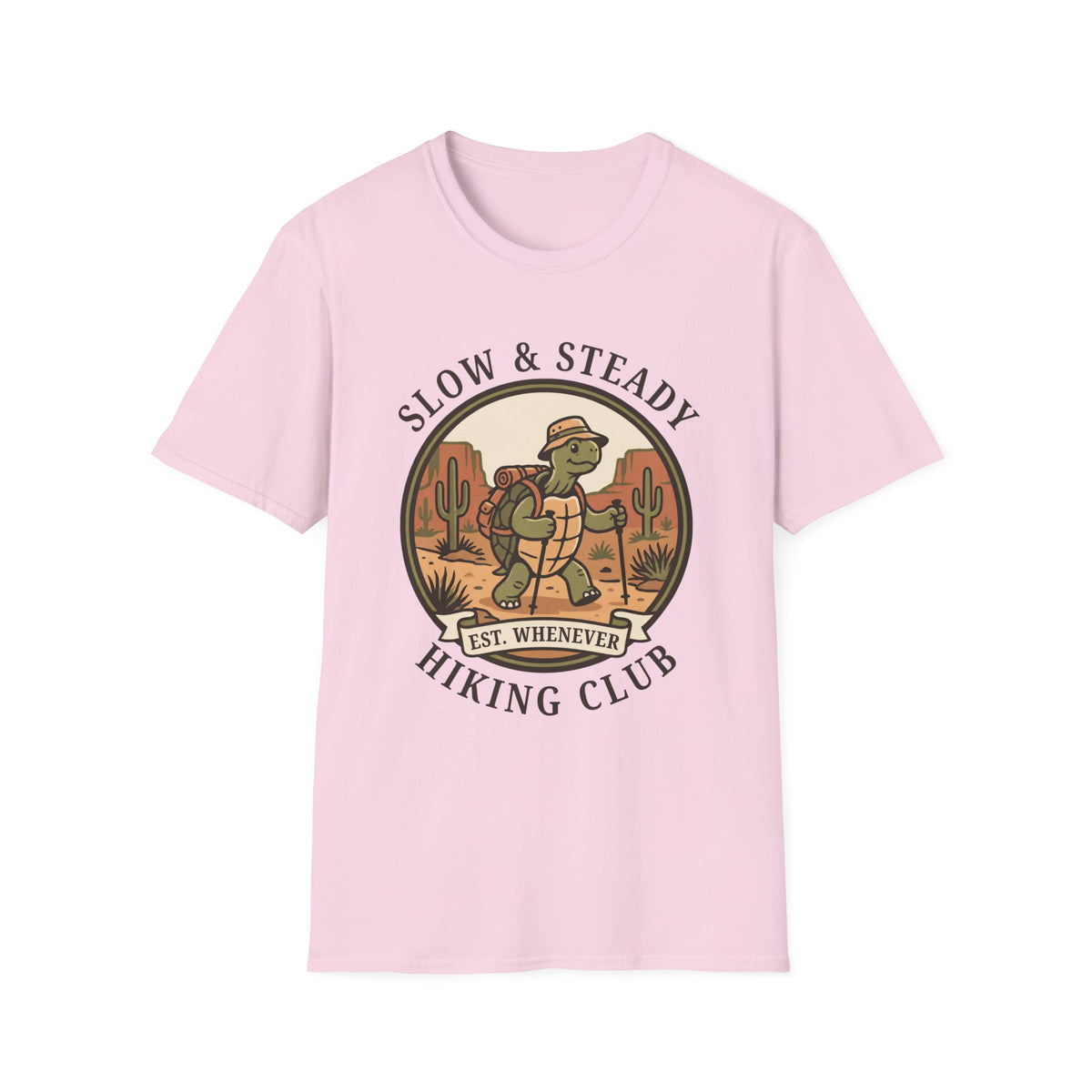 Slow & Steady Hiking Club T-Shirt – Funny Tortoise Hiking Tee, Unisex