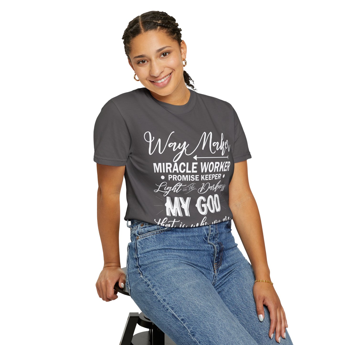 Inspirational Unisex Garment-Dyed T-Shirt - 'Way Maker, Miracle Worker'