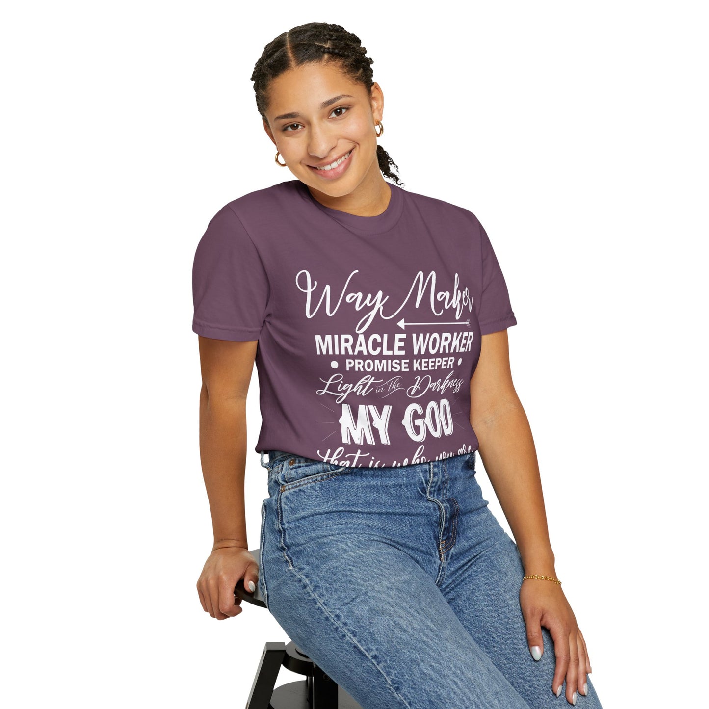 Inspirational Unisex Garment-Dyed T-Shirt - 'Way Maker, Miracle Worker'