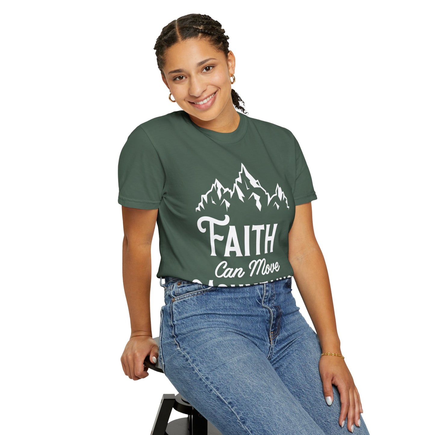 Faith Can Move Mountains Unisex Garment-Dyed T-Shirt - Inspirational Casual Tee