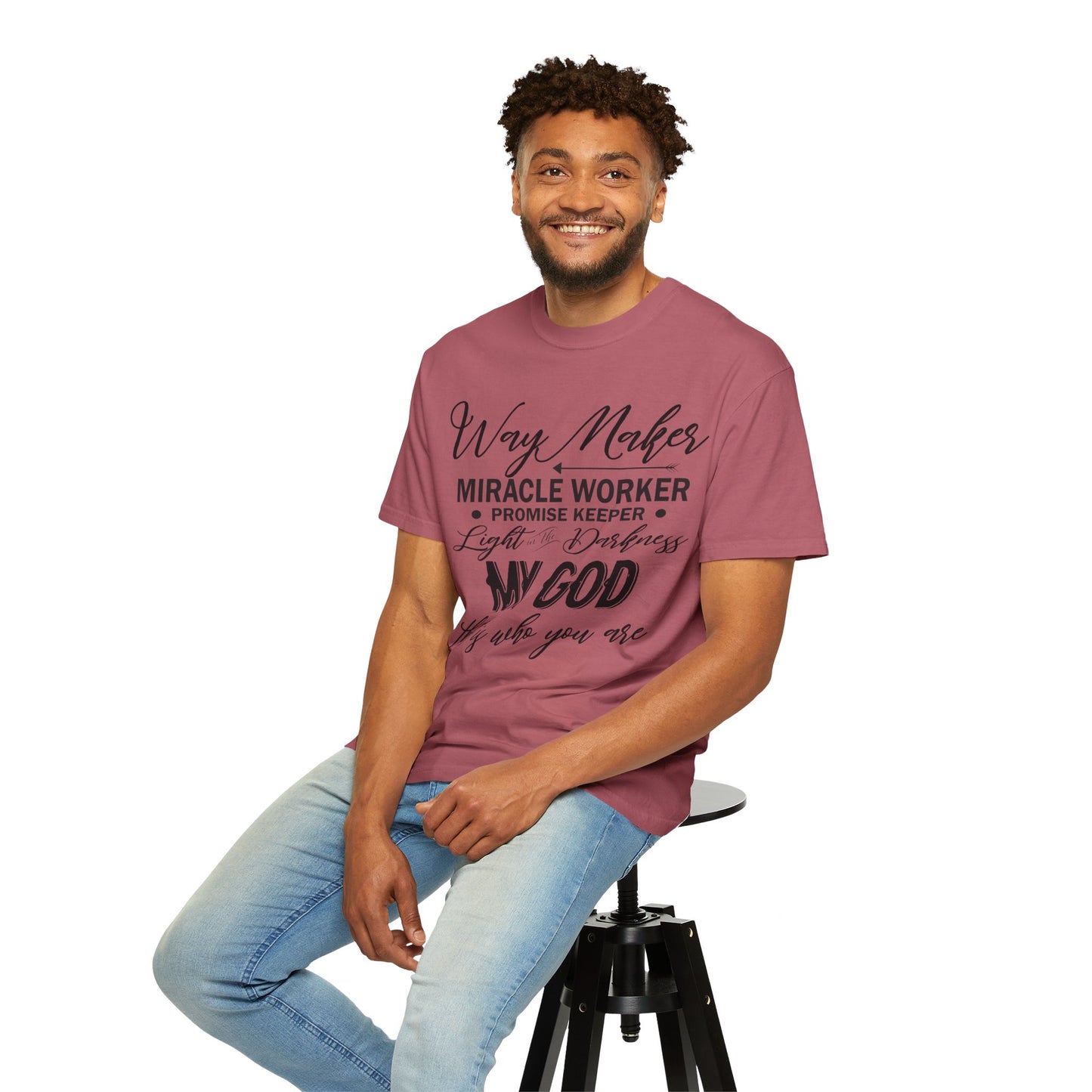 Inspirational Unisex Garment-Dyed T-Shirt - 'Way Maker, Miracle Worker'