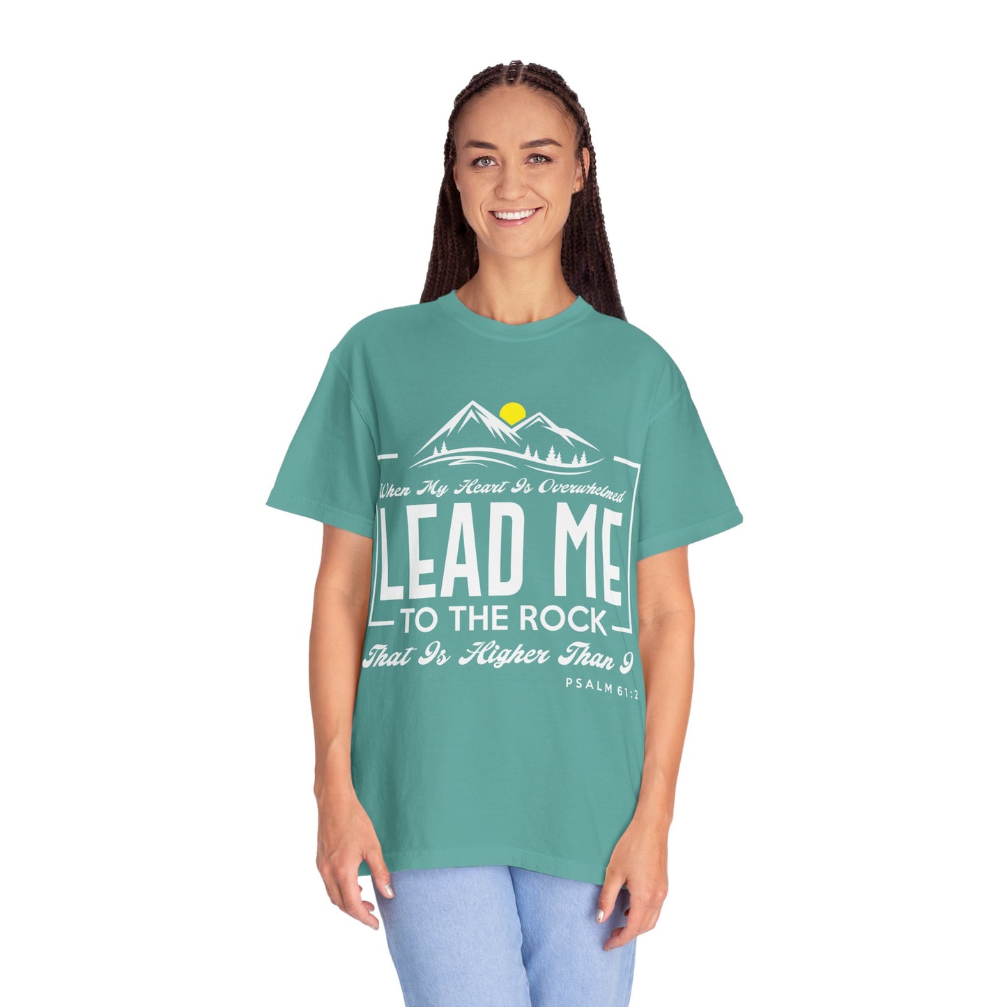 Comfort Colors T-Shirt: 'Lead Me to the Rock' Psalm 61:2 Inspirational Tee