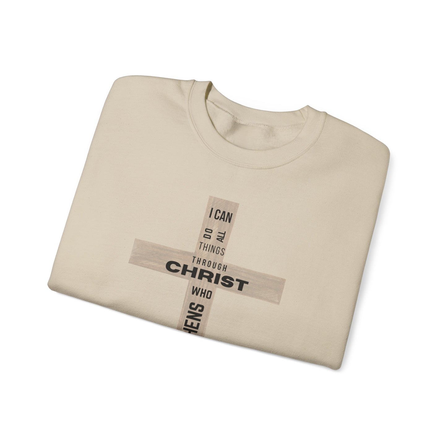Inspirational Christian Crewneck Sweatshirt "I Can Do All Things Through Christ"