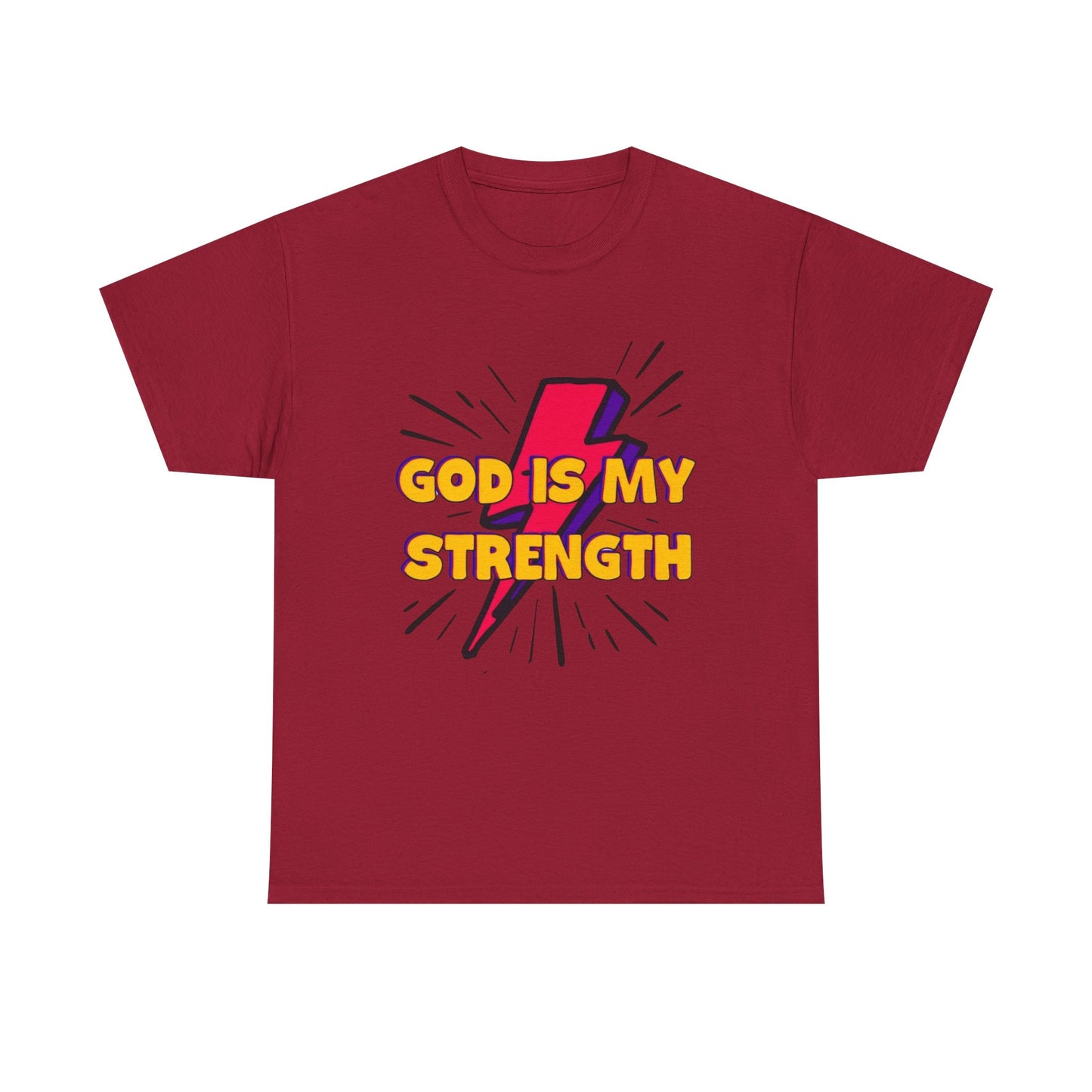 Inspirational Unisex Heavy Cotton Tee - "God is My Strength"