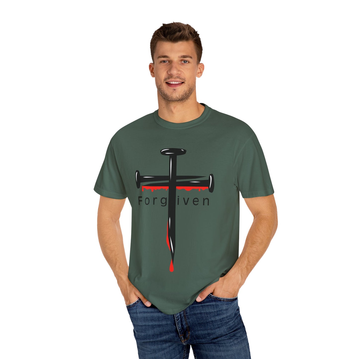 Unisex T-Shirt - Nails from the Cross FORGIVEN Design - Confort Colors T-Shirt