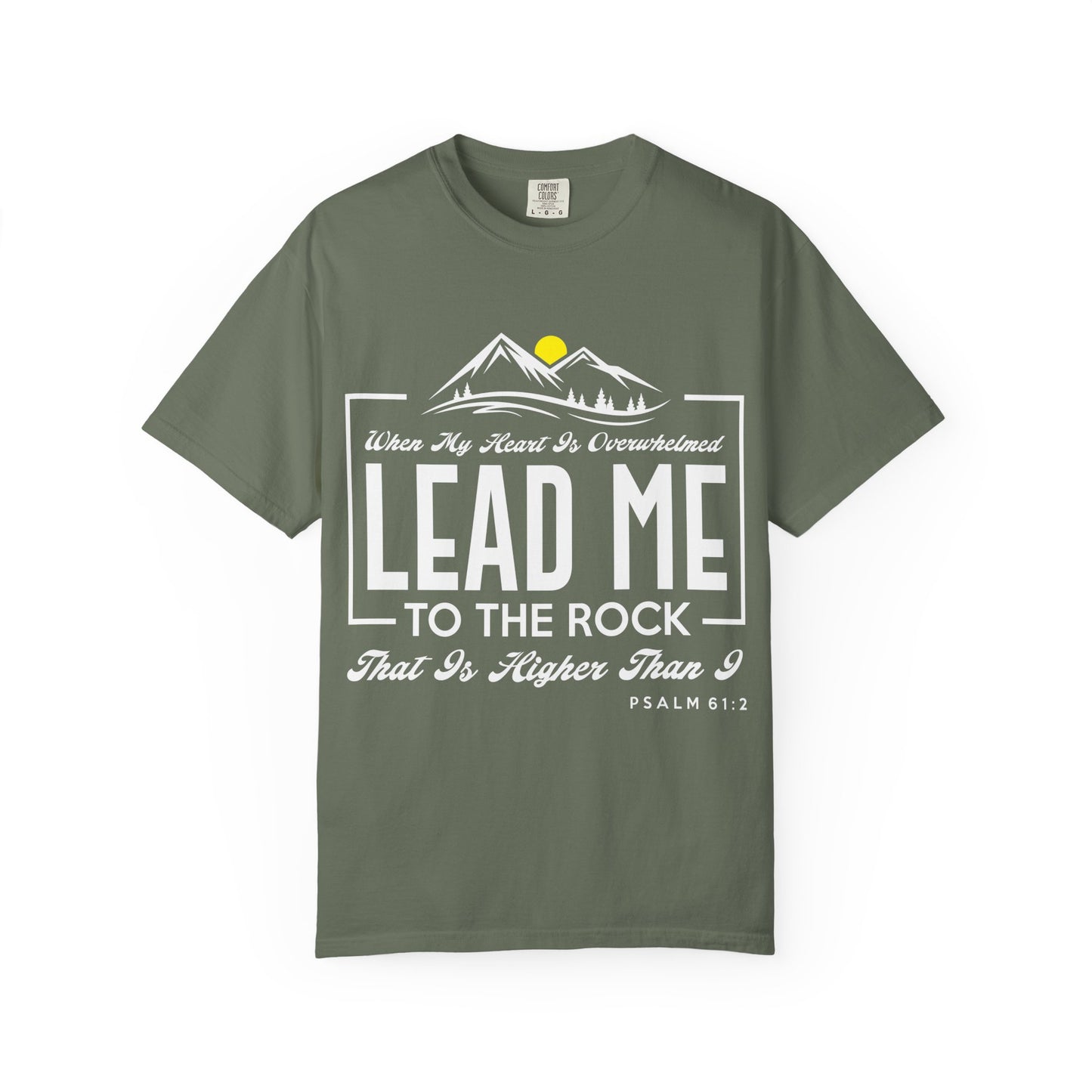 Comfort Colors T-Shirt: 'Lead Me to the Rock' Psalm 61:2 Inspirational Tee