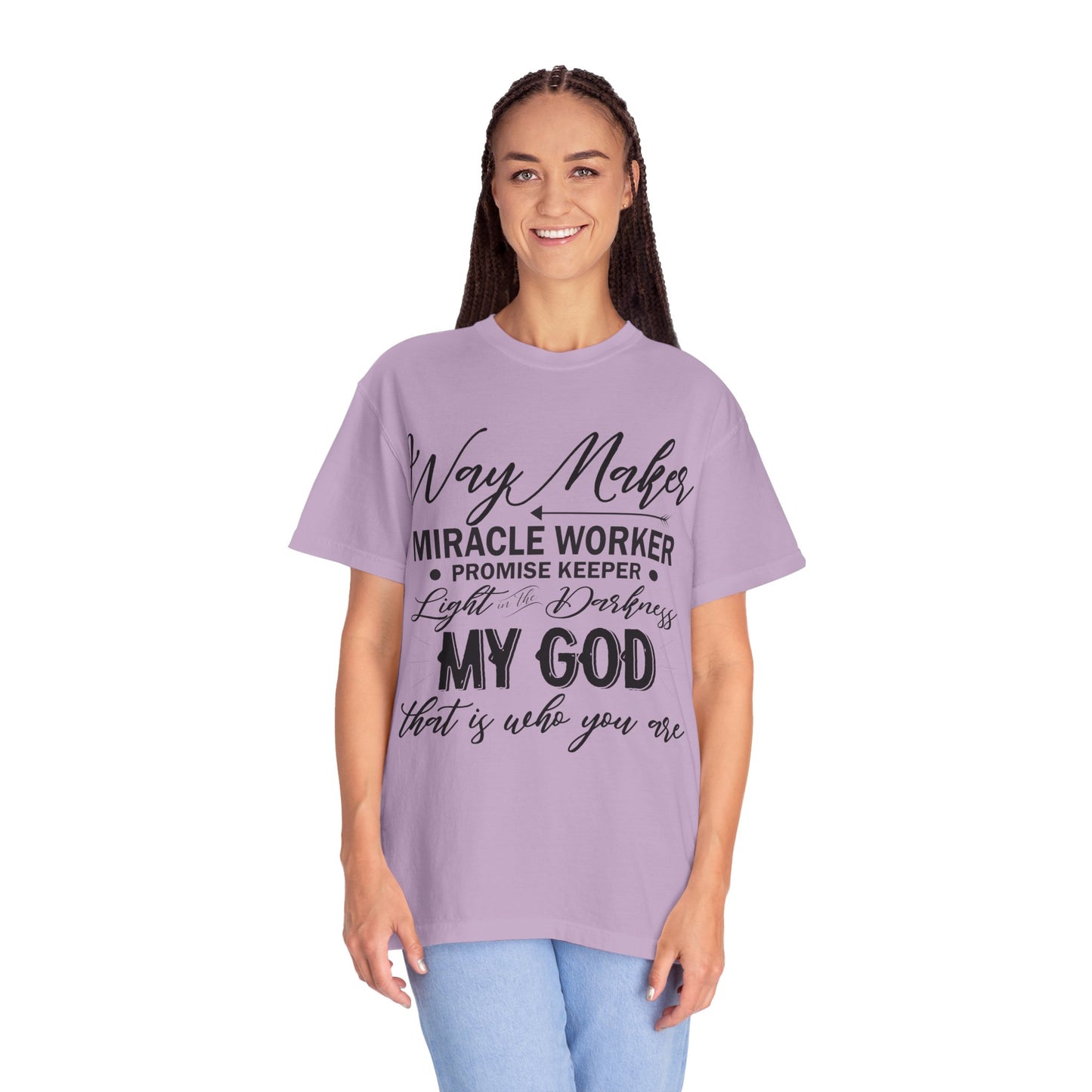 Inspirational Unisex Garment-Dyed T-Shirt - 'Way Maker, Miracle Worker'