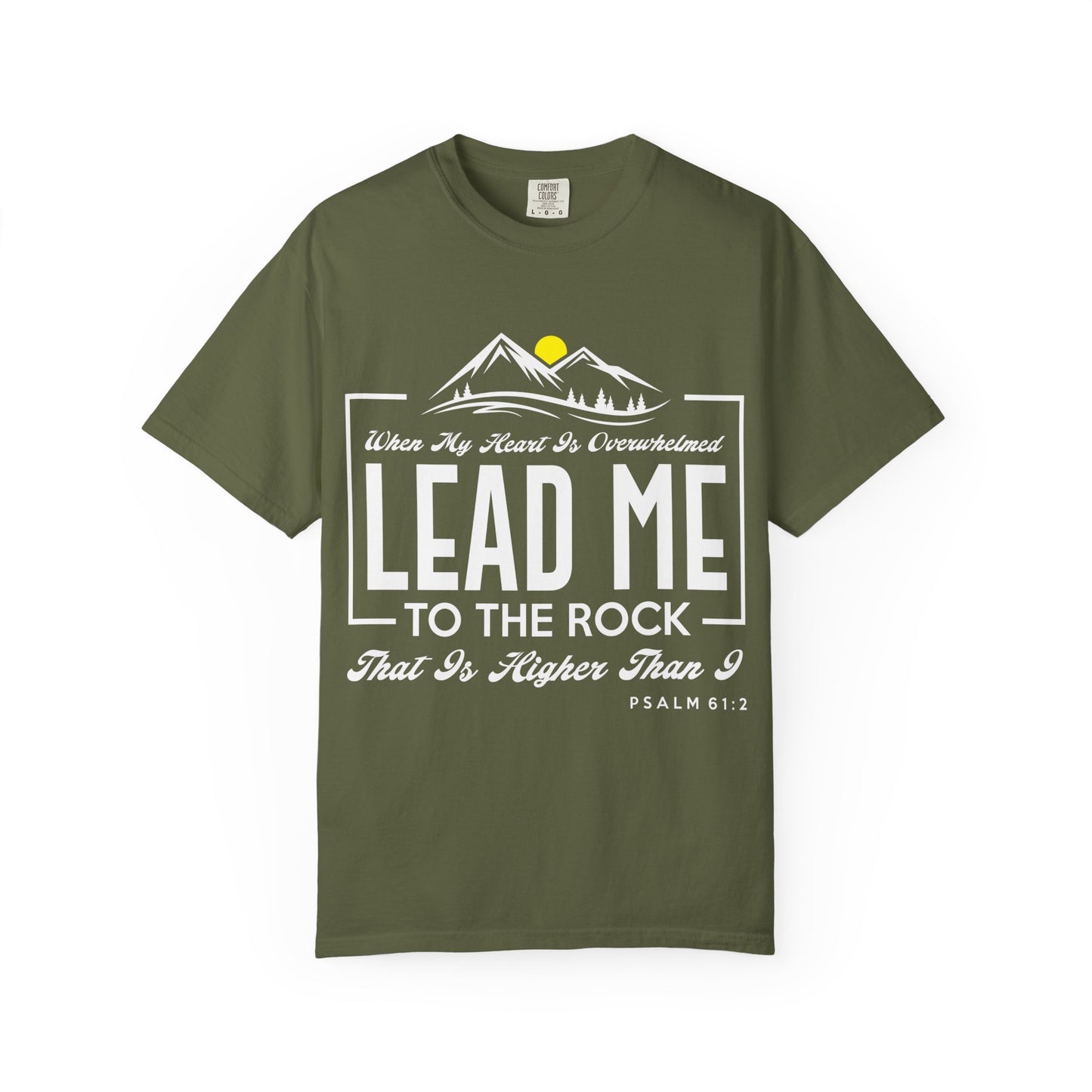 Comfort Colors T-Shirt: 'Lead Me to the Rock' Psalm 61:2 Inspirational Tee