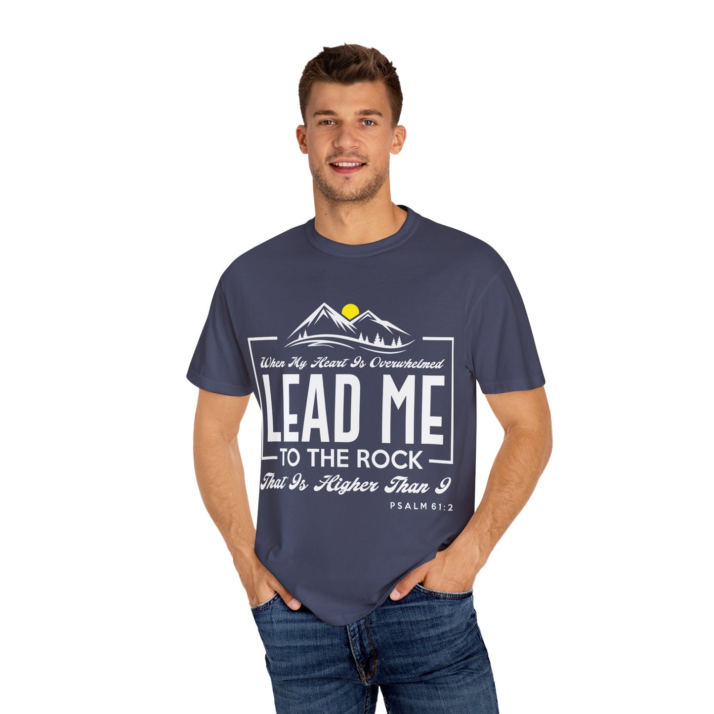 Comfort Colors T-Shirt: 'Lead Me to the Rock' Psalm 61:2 Inspirational Tee
