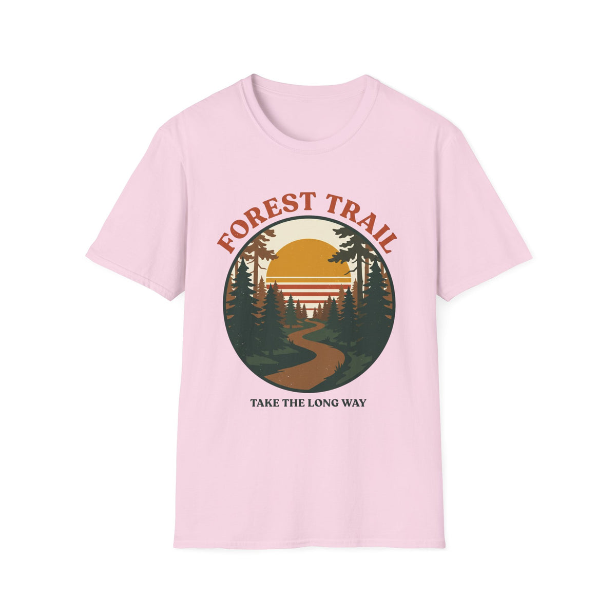 Retro Forest Trail T-Shirt – Vintage 70s Sunset Hiking Tee, Unisex