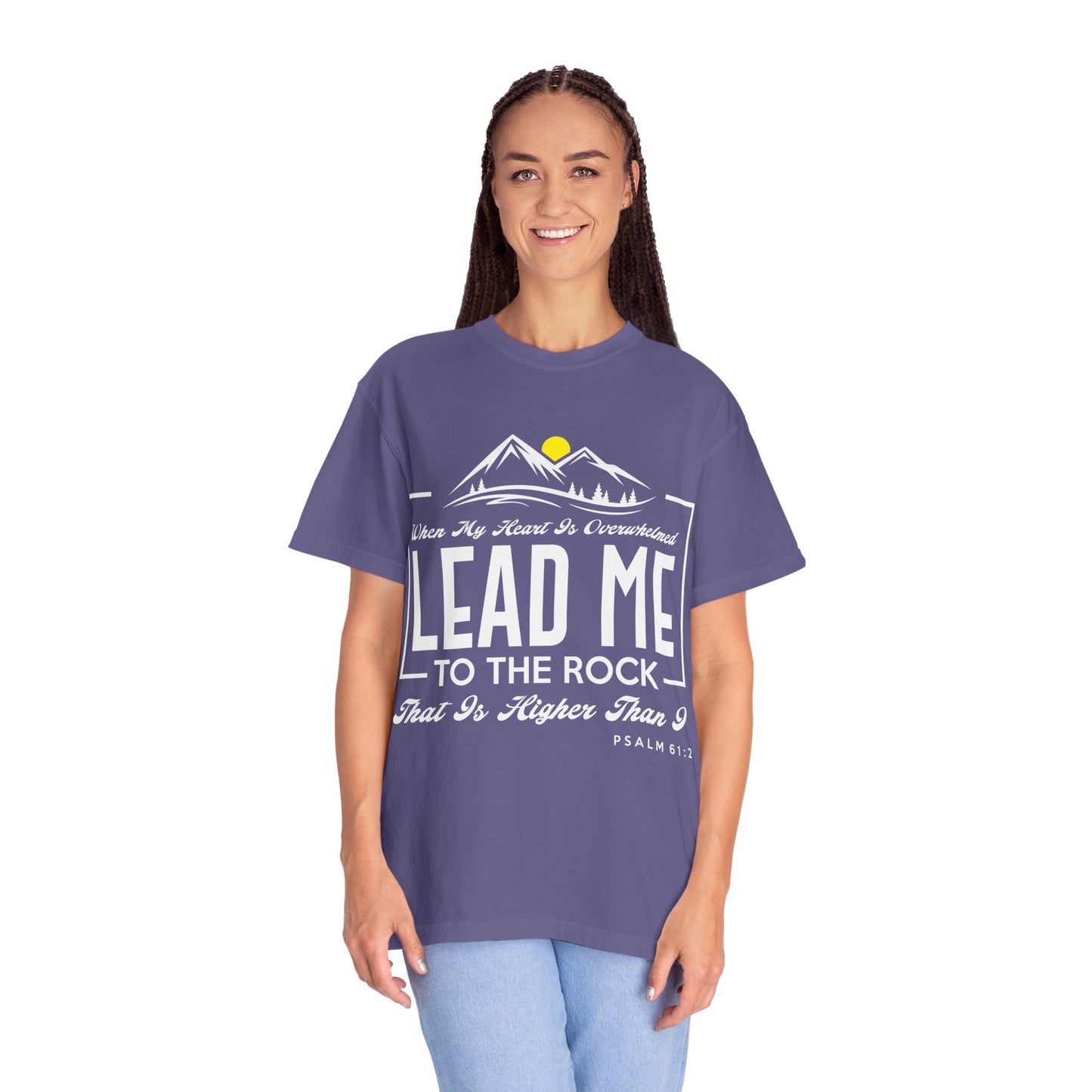 Comfort Colors T-Shirt: 'Lead Me to the Rock' Psalm 61:2 Inspirational Tee