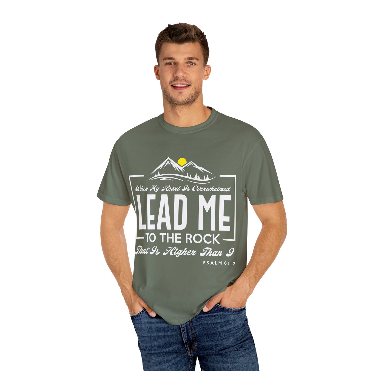 Comfort Colors T-Shirt: 'Lead Me to the Rock' Psalm 61:2 Inspirational Tee