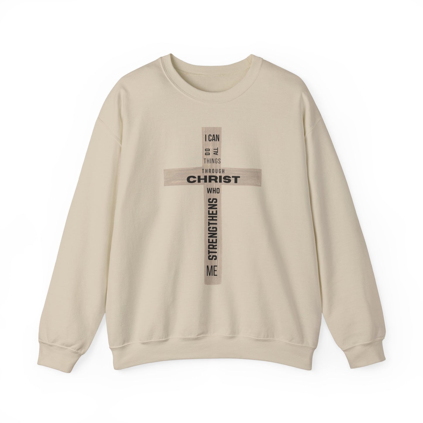 Inspirational Christian Crewneck Sweatshirt "I Can Do All Things Through Christ"